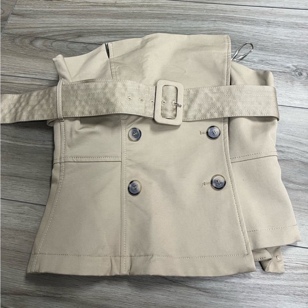 Zara Beige Double-Breasted Top